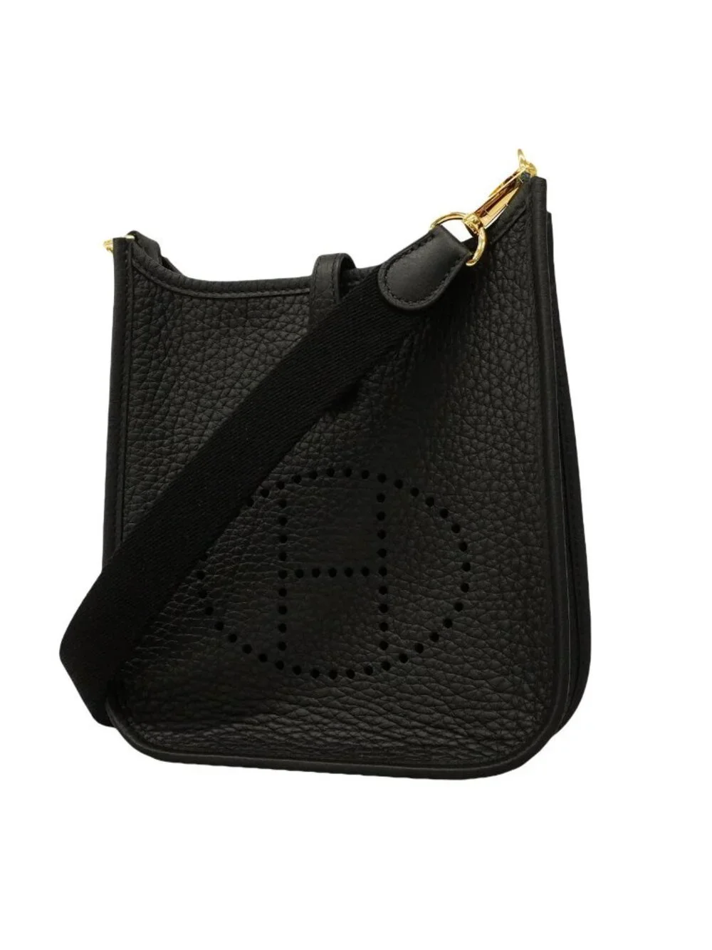 Hermes Shoulder Bag Evelyne TPM Taurillon Clemence Black Gold